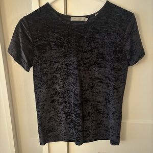 Vince Navy Crushed Velvet Short Sleeve Tee